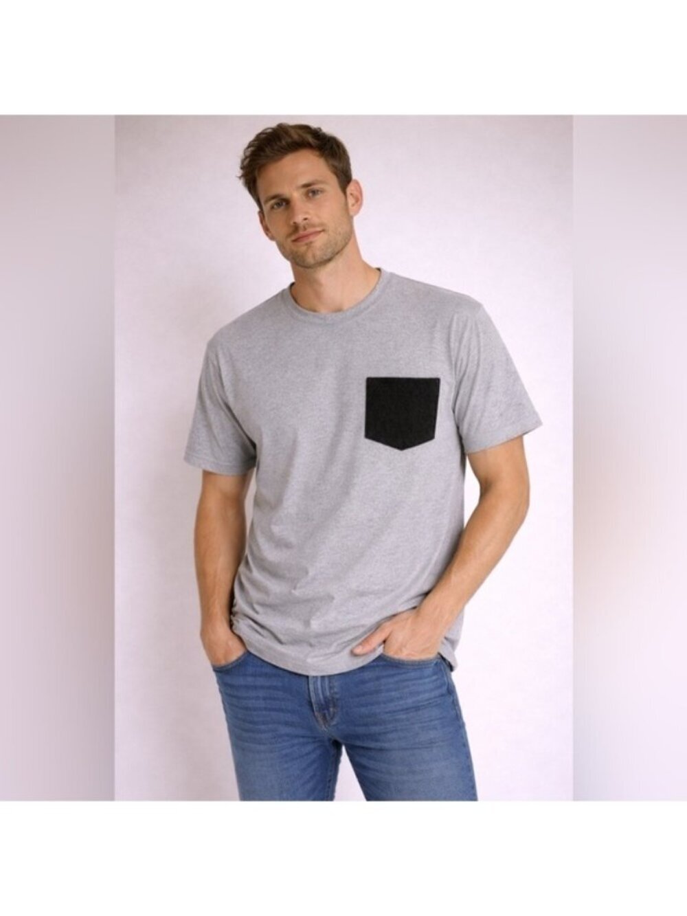 Naked & Famous Grey Pocket Tee Made in Canada XL